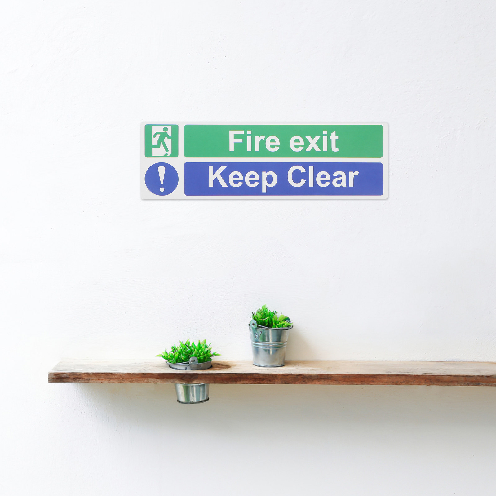 Emergency Exit Sign - สติกเกอร์ฉลากความปลอดภัยทางออกไฟ 5 ชิ้น ติดเองได้ ป้ายเตือนทางออกฉุกเฉิน ห้ามกีดขวางทางเดิน