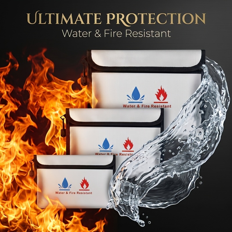 Fire Safe Document - กระเป๋าเก็บเอกสารกันไฟและกันน้ำ, กระเป๋าเก็บเอกสารแบบมีซิป, ที่เก็บเอกสารป้องกันไฟสำหรับใบรับรอง, เงินสด และบัตร