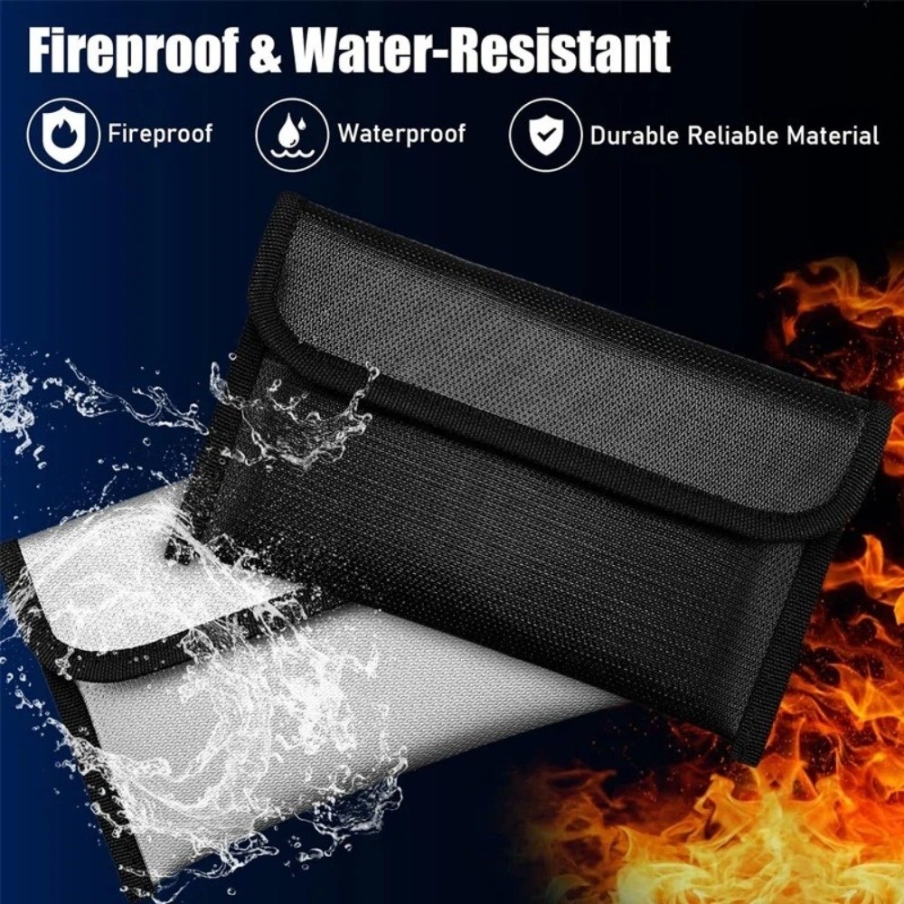 Fire Safe Document - กระเป๋าเก็บของกันน้ำกันไฟแบบพกพาพร้อมซิป กระเป๋าเก็บเอกสารกันไฟอเนกประสงค์ กระเป๋าเก็บเอกสารและเงิน