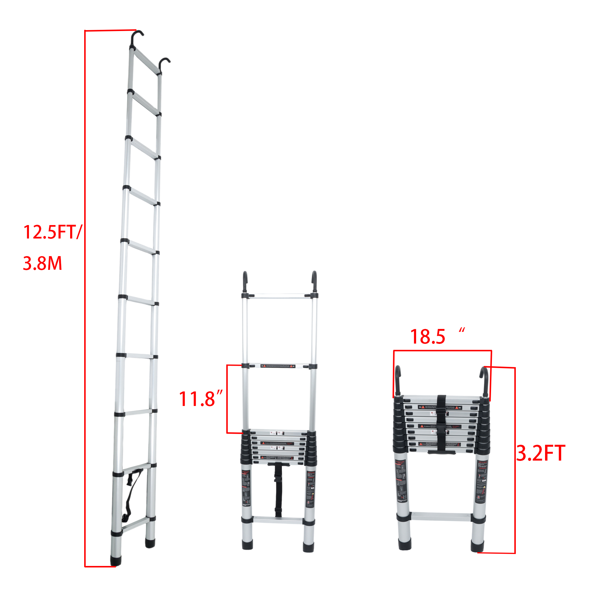 บันไดอลูมิเนียมแบบยืดหดได้สีเง - Fire Escape Ladder บทวิจารณ์และราคา